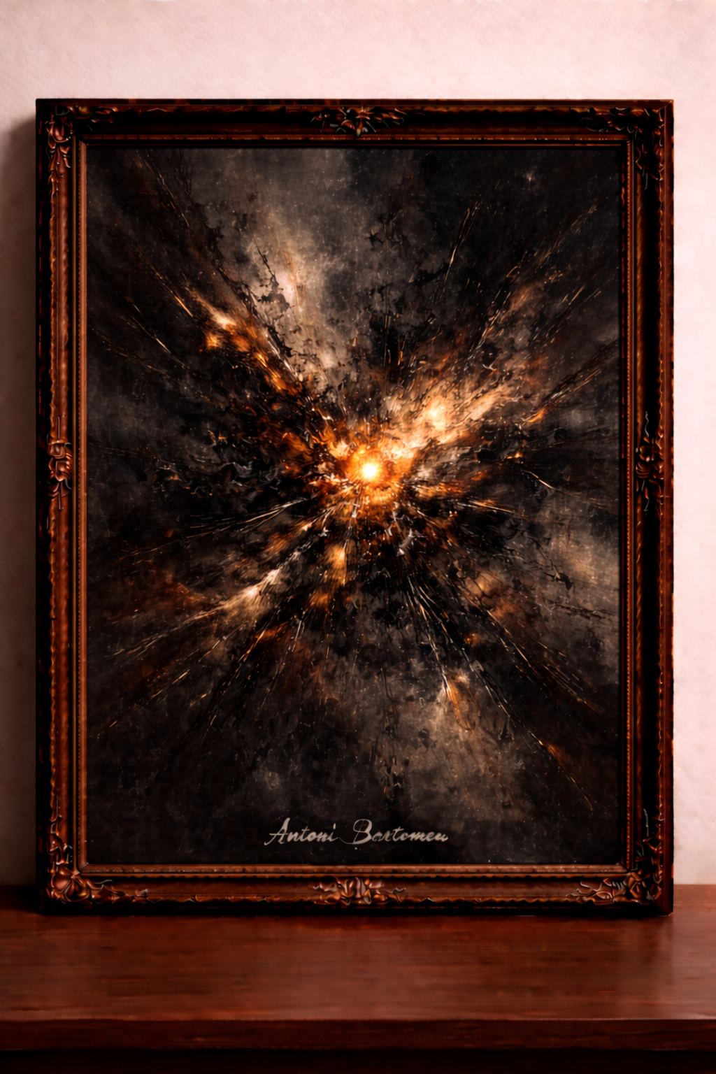 Abstract expressionism in fiery chaos