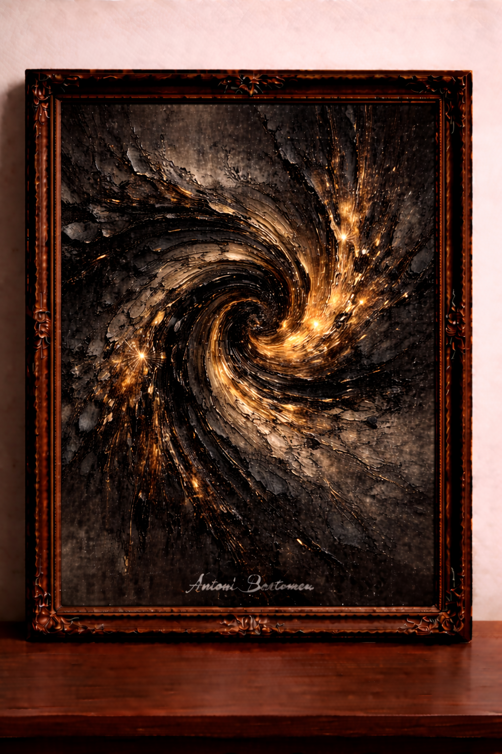 Abstract vortex in ornate frame