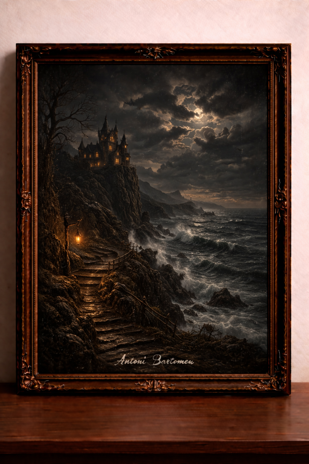 Peinture gothique de paysage maritime