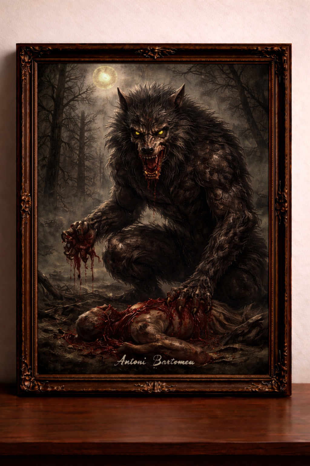 Sinistre loup-garou sous la lune
